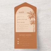 Invitation Tout En Un Terracotta Palm Tree Plage tropicale Boho Mariage (À l'intérieur)