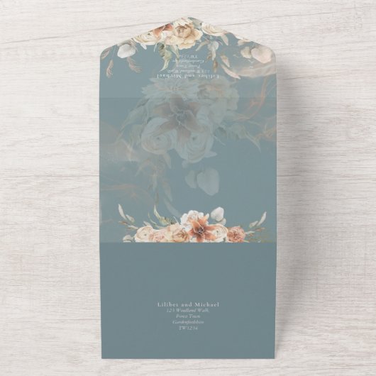 Invitation Tout En Un Terracotta Pampas Grass BOHO Mariage (Dehors)