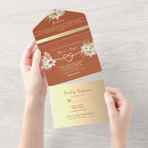 Invitation Tout En Un Terracotta Pampas Grass Mariage