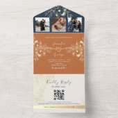 Invitation Tout En Un Terracotta Photos QR Code Mariage (À l'intérieur)