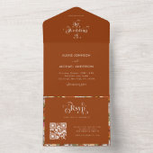 Invitation Tout En Un Terracotta Rétro Groovy Hippie Floral & Typographi (À l'intérieur)