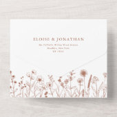 Invitation Tout En Un Terracotta Rustic Floral Automne Fleur sauvage Mar (Verso)