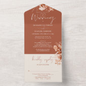 Invitation Tout En Un Terracotta Rustic Floral Détails Mariage de automn (À l'intérieur)