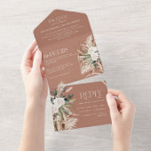 Invitation Tout En Un terracotta rustique pampas eucalyptus mariage (Déchirure)