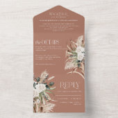 Invitation Tout En Un terracotta rustique pampas eucalyptus mariage (À l'intérieur)