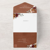 Invitation Tout En Un Terracotta Sage Bourgogne Floral Mariage géométriq (Dehors)