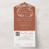 Invitation Tout En Un Terracotta String Lights QR Code Mariage (À l'intérieur)