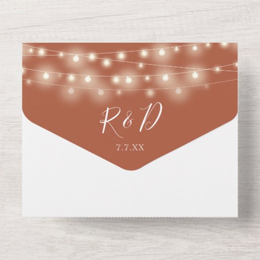 Invitation Tout En Un Terracotta String Lights QR Code Mariage (Verso)