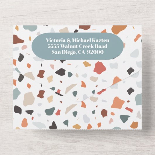 Invitation Tout En Un Terrazzo Mariage Arc Moderne Tout en un (Verso)