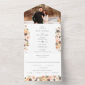 Invitation Tout En Un Terre Automne Floral Mariage noir (À l'intérieur)