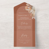 Invitation Tout En Un terre cuite bohème pampas herbe anniversaire (À l'intérieur)