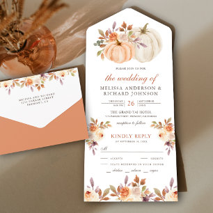 Invitation Tout En Un Terre Rustique Poussiéreuse Péché Floral Citrouill