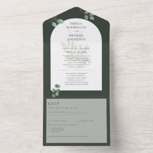 Invitation Tout En Un Texte monochrome vert Émeraude