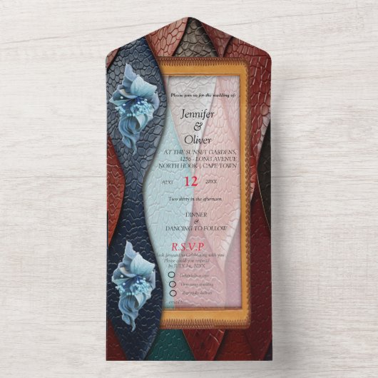 Invitation Tout En Un Texture en cuir artistique (À l'intérieur)