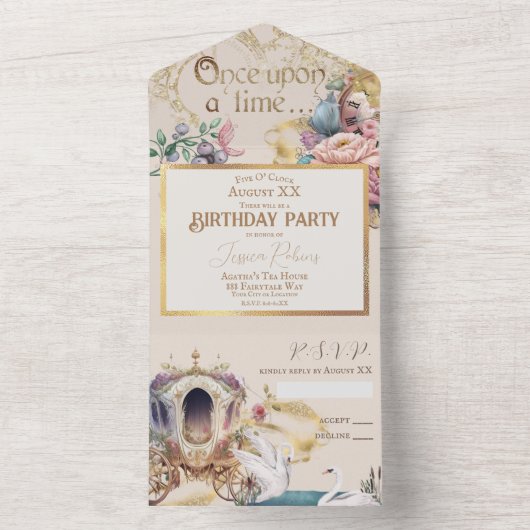 Invitation Tout En Un Thème de conte fée enchantée (À l'intérieur)