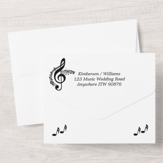 Invitation Tout En Un Thème Mariage Musique Tout en un (Verso)