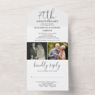 Invitation Tout En Un Then And Now 2 Photo 70e anniversaire de mariage