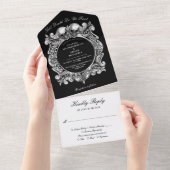 Invitation Tout En Un Till Death Gothic Skuls Monogramme Mariage (Déchirure)