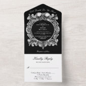 Invitation Tout En Un Till Death Gothic Skuls Monogramme Mariage (À l'intérieur)