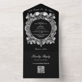 Invitation Tout En Un Till Death Gothic Skuls QR Code Mariage (À l'intérieur)