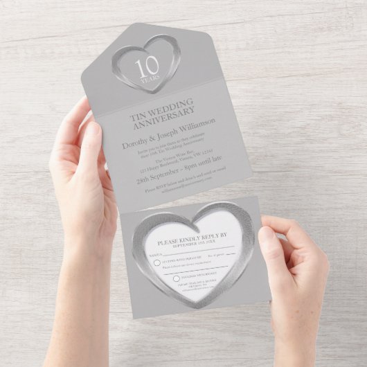 Invitation Tout En Un Tin mariage anniversaire 10 ans fête tout i (Déchirure)