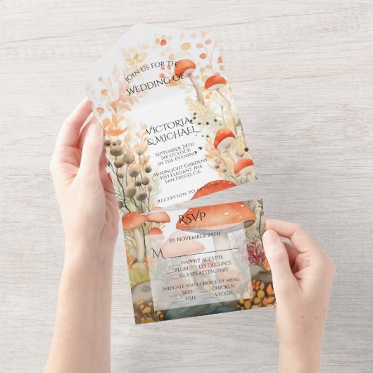 Invitation Tout En Un Toadstool champignon Mariage forestier enchanté (Déchirure)