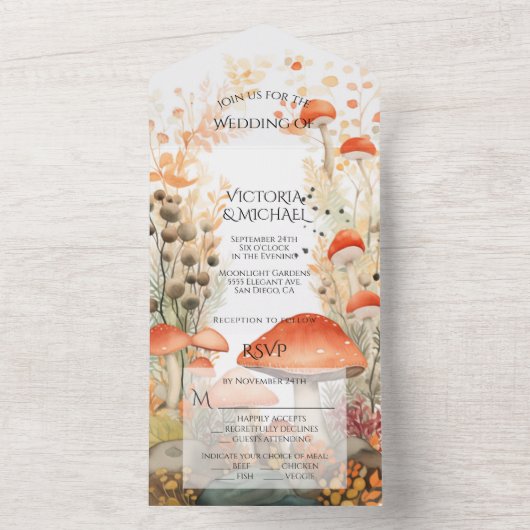 Invitation Tout En Un Toadstool champignon Mariage forestier enchanté (À l'intérieur)
