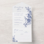 Invitation Tout En Un Toile bleue Fête des mariées bleu français (À l'intérieur)