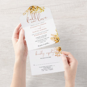 Invitation Tout En Un Tomber dans l'amour Rustique Mariage de verdure