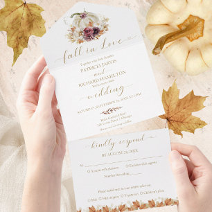Invitation Tout En Un Tombez amoureux Citrouille Mariage