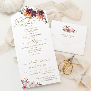 Invitation Tout En Un Tombez Amoureux Mariage Bourguignon Floral Blanc C