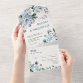 Invitation Tout En Un Tons de gris bleu foncé hiver Mariage rustique (Déchirure)