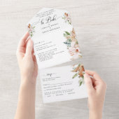 Invitation Tout En Un Tons de la Terre Beige espagnole Flore Mariage Tea (Déchirure)