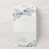 Invitation Tout En Un Tons gris bleu foncé hiver rustique Mariage Al (Dehors)