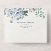 Invitation Tout En Un Tons gris bleu foncé hiver rustique Mariage Al (Verso)