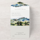 Invitation Tout En Un Toscane Italie Aquarelle Paysage Mariage (Dehors)