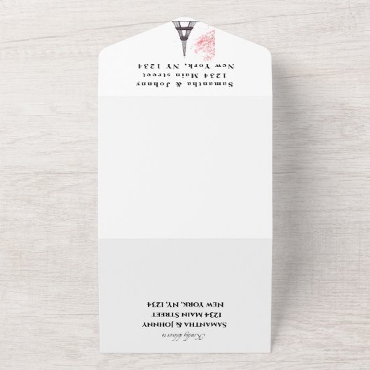 Invitation Tout En Un Tour Eiffel Romantique Paris Rustique Mariage mode (Dehors)