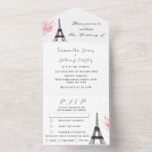 Invitation Tout En Un Tour Eiffel Romantique Paris Rustique Mariage mode (À l'intérieur)