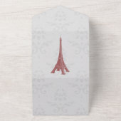 Invitation Tout En Un Tour Eiffel rouge damassé tout en un mariage (Dehors)