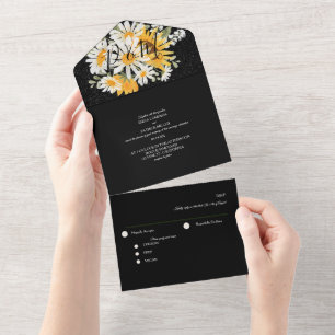 Invitation Tout En Un Tournages de soleil noir Daisy Mariage d'été scint
