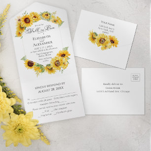 Invitation Tout En Un Tournesol Automne Chute d'amour Mariage photo