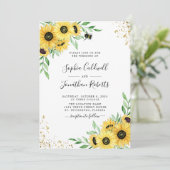Invitation Tout en un tournesol Bumble Bee Mariage de verdure (Debout devant)
