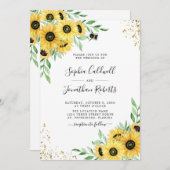 Invitation Tout en un tournesol Bumble Bee Mariage de verdure (Devant / Derrière)