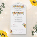 Invitation Tout En Un Tournesol Chute Florale Eucalyptus Mariage botaniq<br><div class="desc">Ces invitations de mariage présentent un design floral d'aquarelle moderne avec des tournesols,  des feuilles d'eucalyptus et des plantes d'automne. Personnalisez avec votre texte. Des articles de papeterie correspondants sont également disponibles.</div>