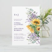 Invitation Tout en un tournesol et Mariage de lavande (Debout devant)