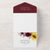 Invitation Tout En Un Tournesol et Rose Mariage bleu de la marine de Bou (Dehors)