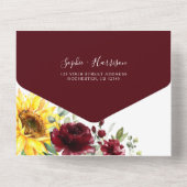 Invitation Tout En Un Tournesol et Rose Mariage bleu de la marine de Bou (Verso)