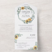 Invitation Tout En Un Tournesol Eucalyptus Feuille Mariage moderne (À l'intérieur)