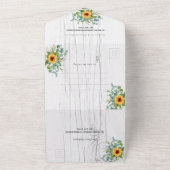 Invitation Tout En Un Tournesol eucalyptus verdure mariage en bois blanc (Dehors)