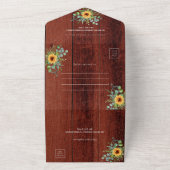 Invitation Tout En Un Tournesol eucalyptus vert bois brun mariage (Dehors)